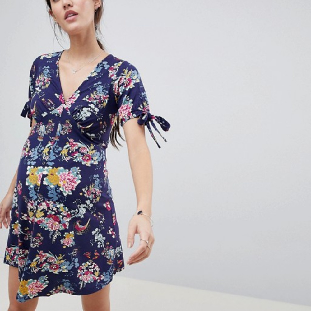 ASOS Maternity Mini Button Tea Dress - Picture 2 of 8